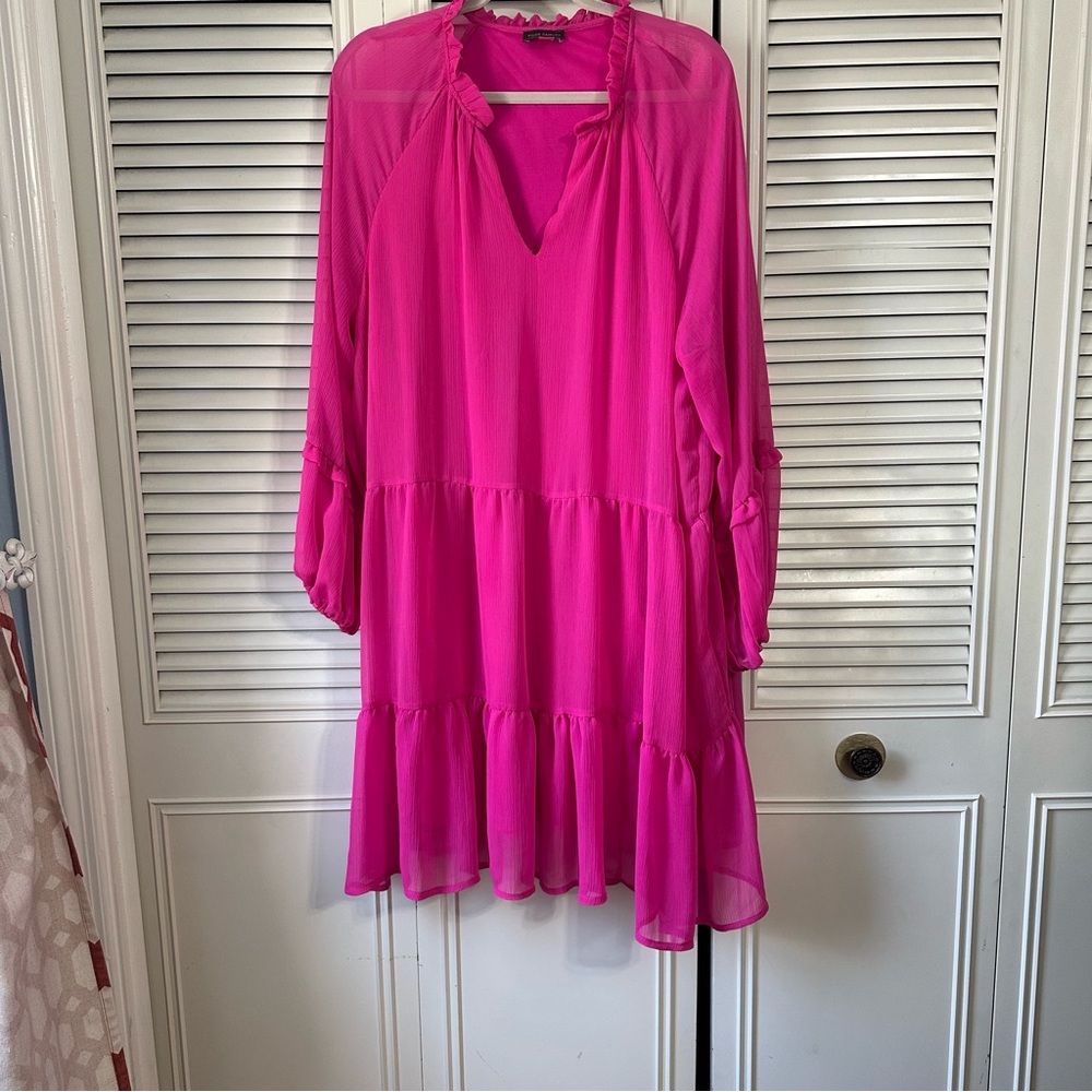 Vince Camuto Three Tier Arresting Orchid Mini Long Sleeves Dress Sz XXL